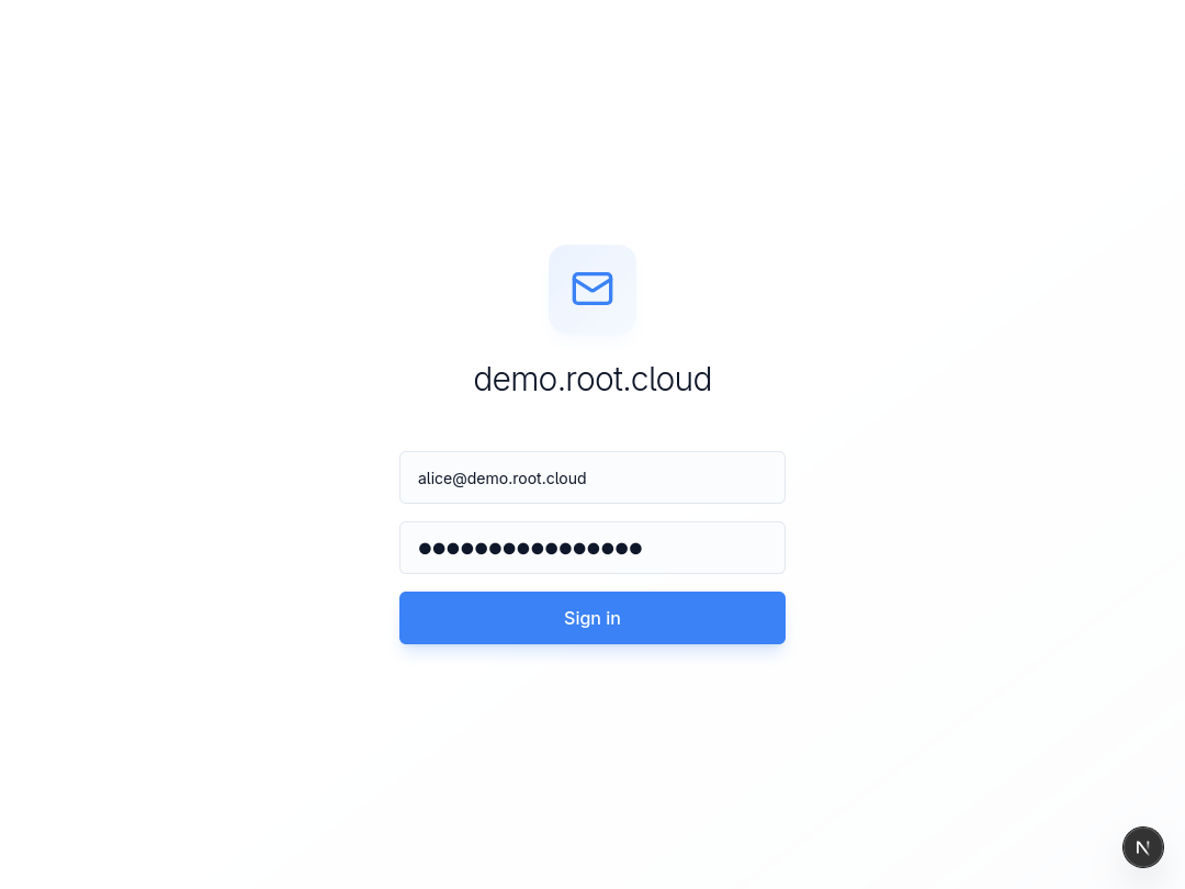 Login page