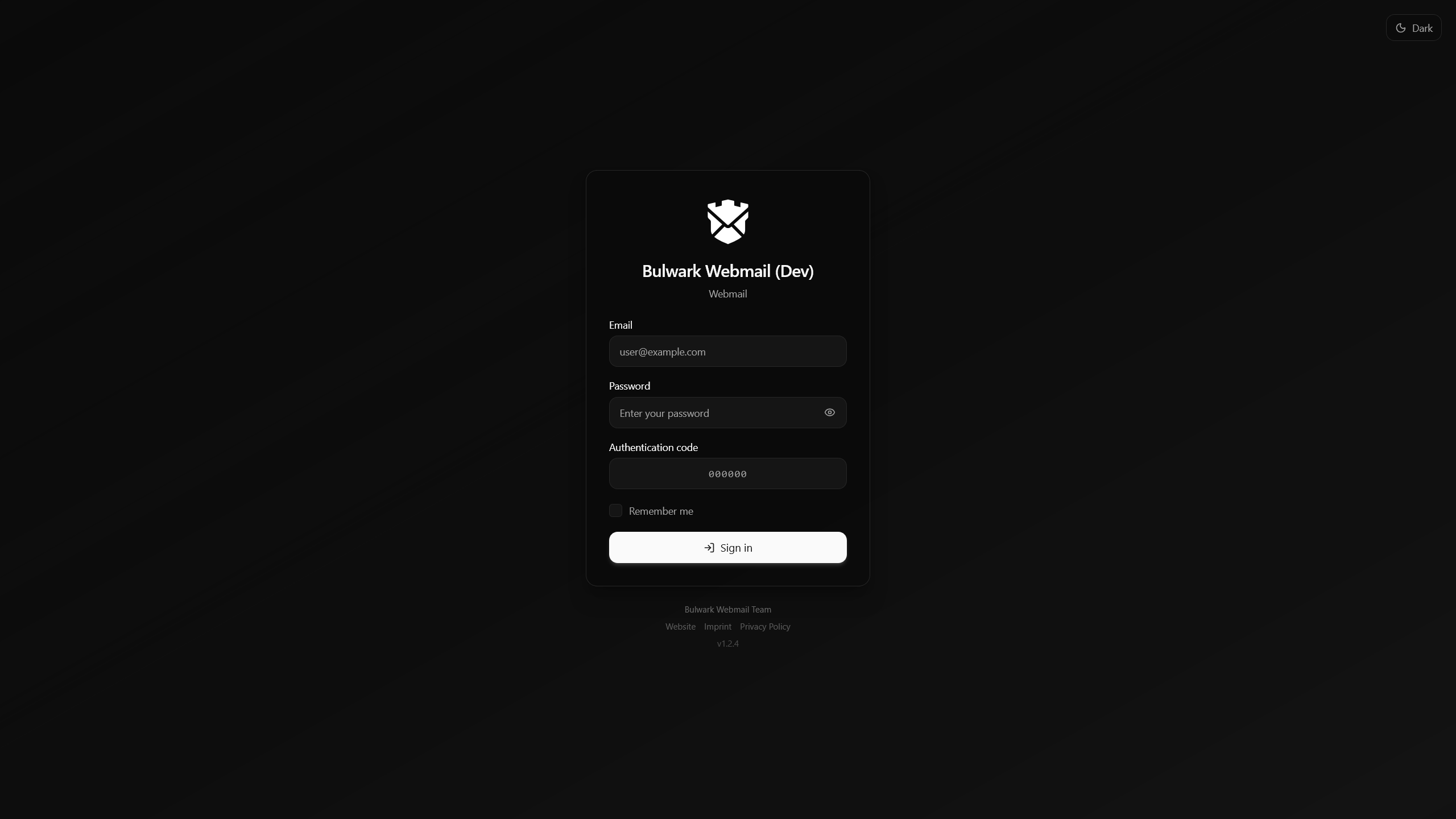 Login page